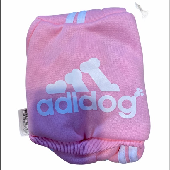 Adidog Pink Logo Fleece Hoodie - Picture 3 of 6